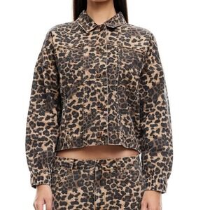 Lioness Carmela Leopard Print Denim Jacket‎ Size XS